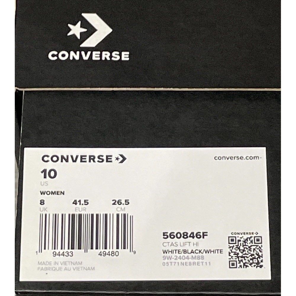 NEW Converse Chuck Taylor All Star Lift Hi Canvas Shoes 560846F White Women's 10 - Picture 11 of 11